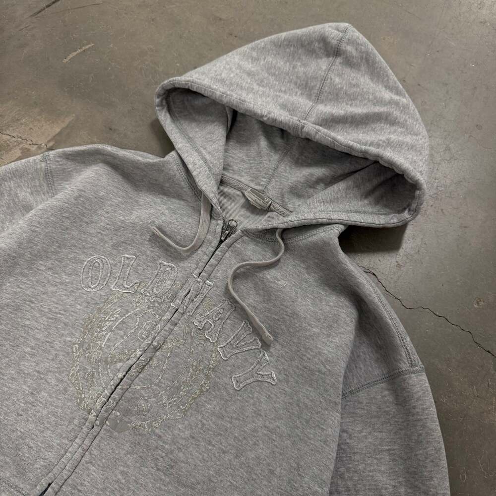 Old Navy Grey Full Zip Hoodie Fleece Lined Y2K Casual